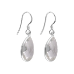 Pretty silver checkered cut crystal glass drop earrings 